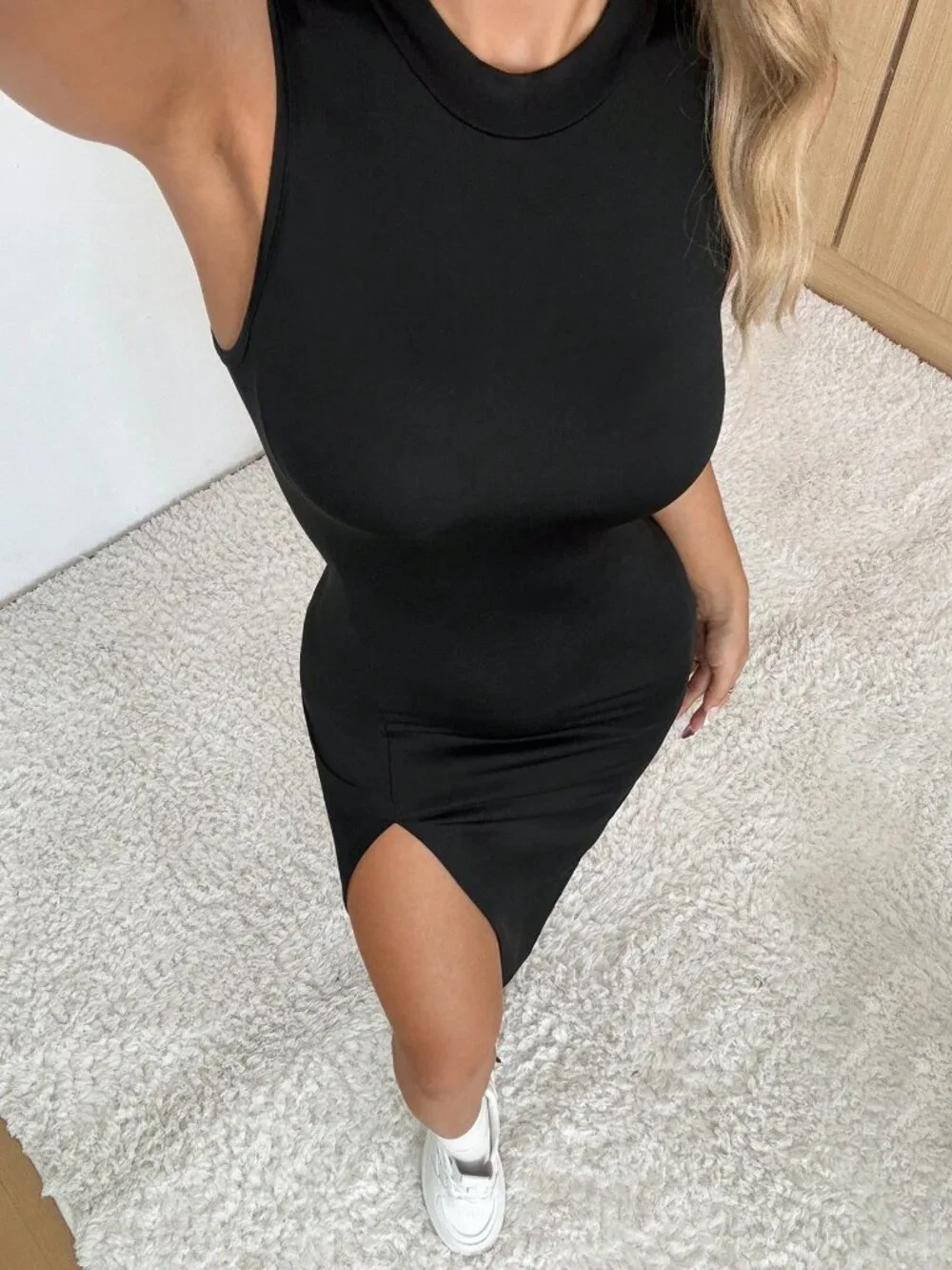 Black Casual Women's Elegant Lightweight sexy Slit maxi Dress